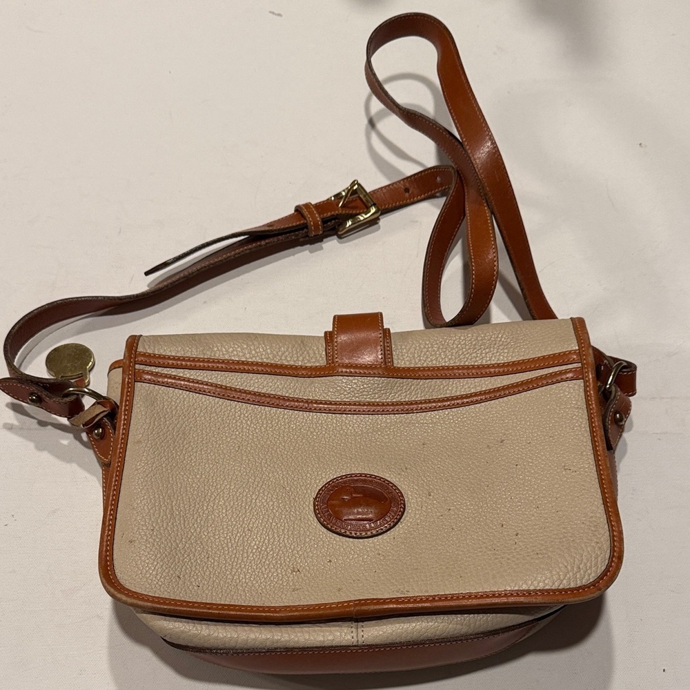 Dooney & Bourke Vintage Tan and Brown Crossbody Bag